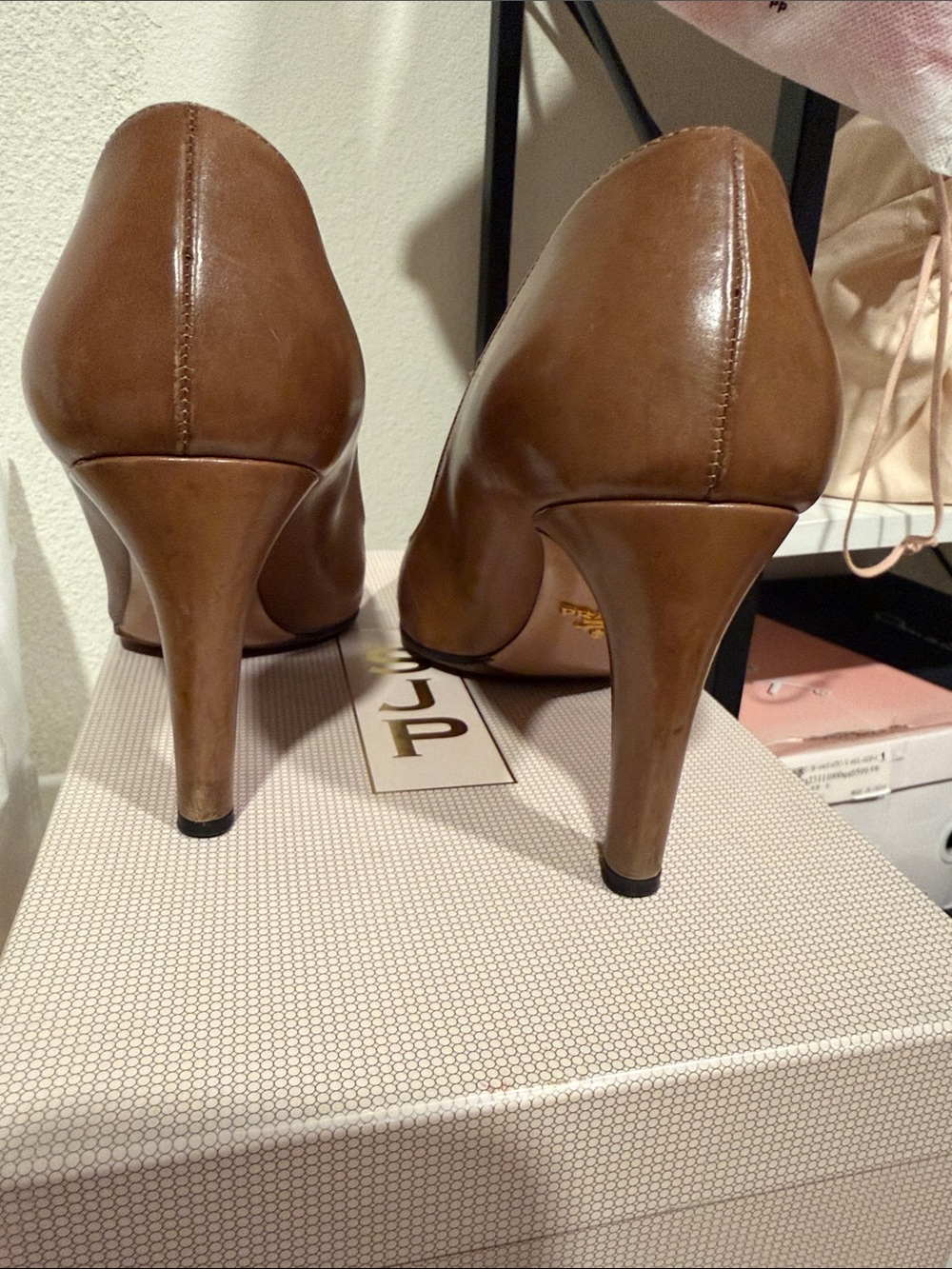 Prada Brown Leather Pointed-Toe Pumps - Picture 5 of 10